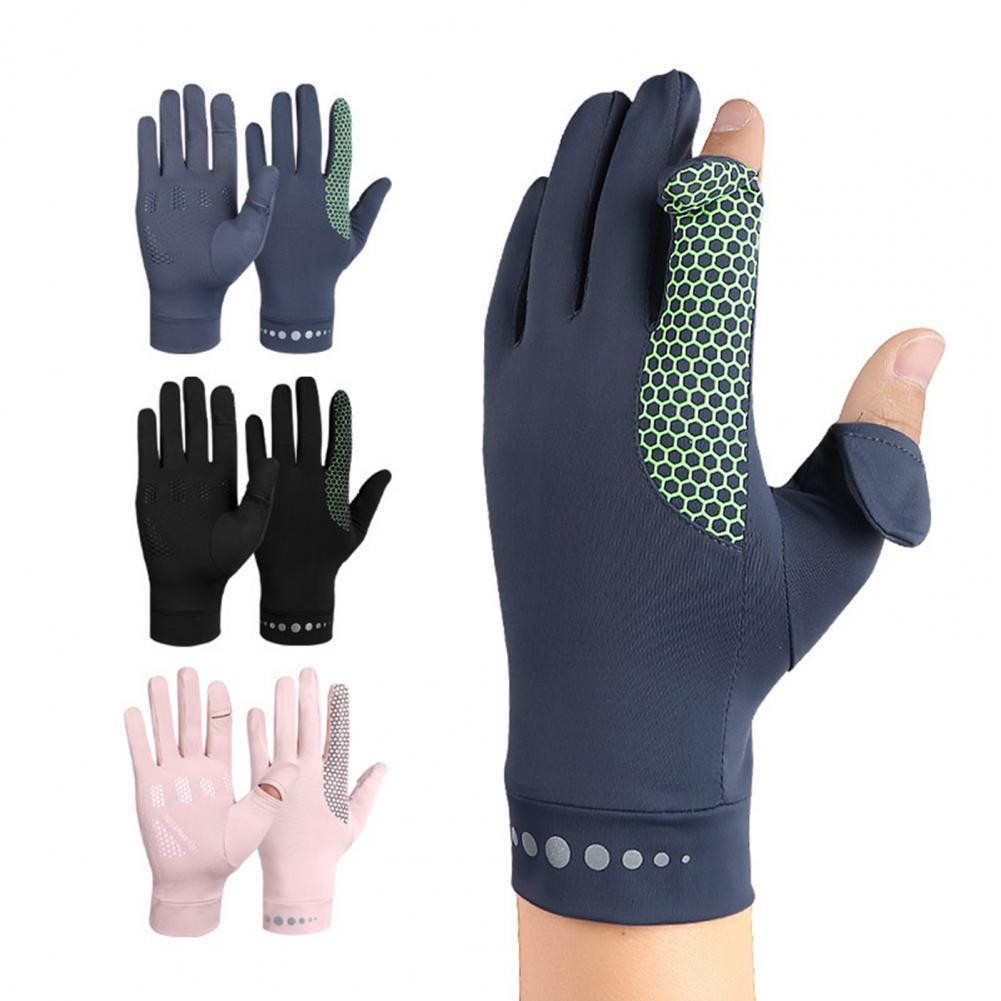 1 Pair Sports Gloves Sun Protection Anti-UV Sweat-absorbent Ridding Gloves for Racing Outdoor Sports Motorcycle Cycl